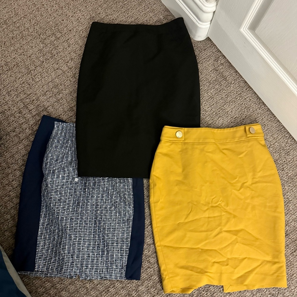 Pencil Skirt Trio - Black, Blue, Yellow